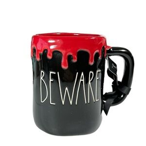 NEW Rae Dunn Halloween BEWARE Red Drip Mug